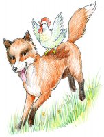 Le renard et la poule / Dessin au crayon - 20 FrS