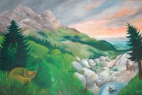 Cache-cache en Montagne / Acrylique sur toile, 40x60 cm, vendu