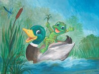 le canard et la grenouille / acrylique sur toile, 30x40cm, vendu