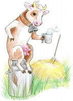 Vache gourmande / Dessin au crayon - 20FrS