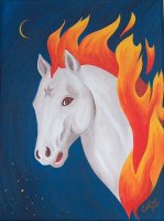 Cheval de Feu / acrylique sur toile, 18x24cm, 400.- SFr