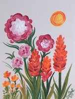 Fleurs / Acrylique sur carton, 12x15 cm, 100.- SFr