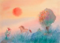 Lever de Soleil / Aquarelle sur papier grain, 20x28 cm, 250.- SFr