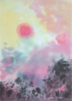Nuages roses / Encres sur papier, 24x30 cm, vendu